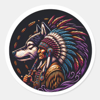 Indio and Lobo Classic Round Sticker