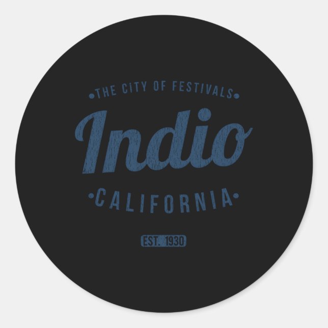 Indio California Minimalist Ca Indio Classic Round Sticker (Front)