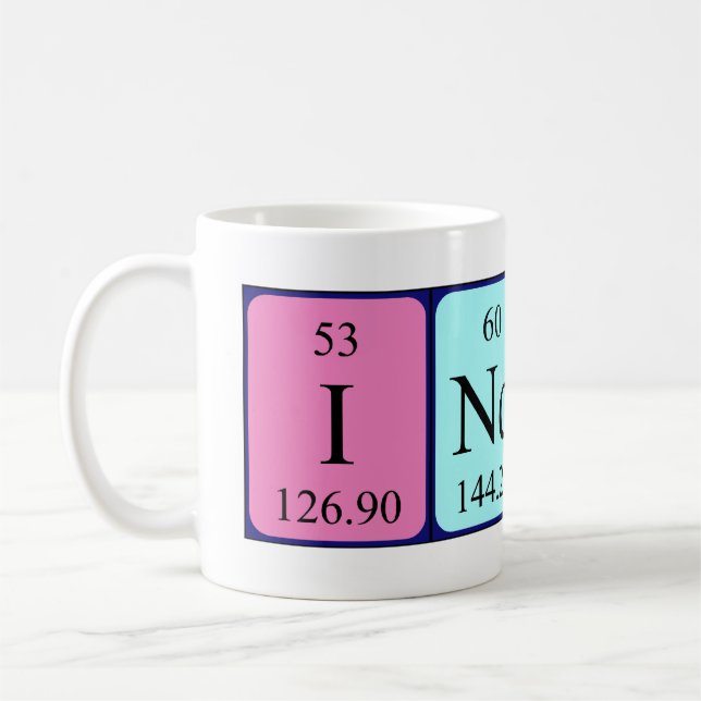 Indira periodic table name mug (Left)