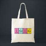 Indira periodic table name tote bag<br><div class="desc">Indira spelled out as I Nd I Ra (Iodine Neodymium Iodine Radium) on a bag for the scientist in you.</div>