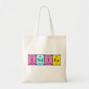 Indira periodic table name tote bag