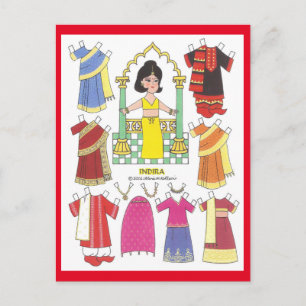 Indira, Sari Girl of India Paper Doll Postcard