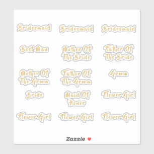 Individual Bridal Party Titles Gold Calligraphy