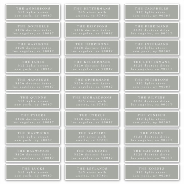 Individual Classic Sage Green White Guest Address (Front)
