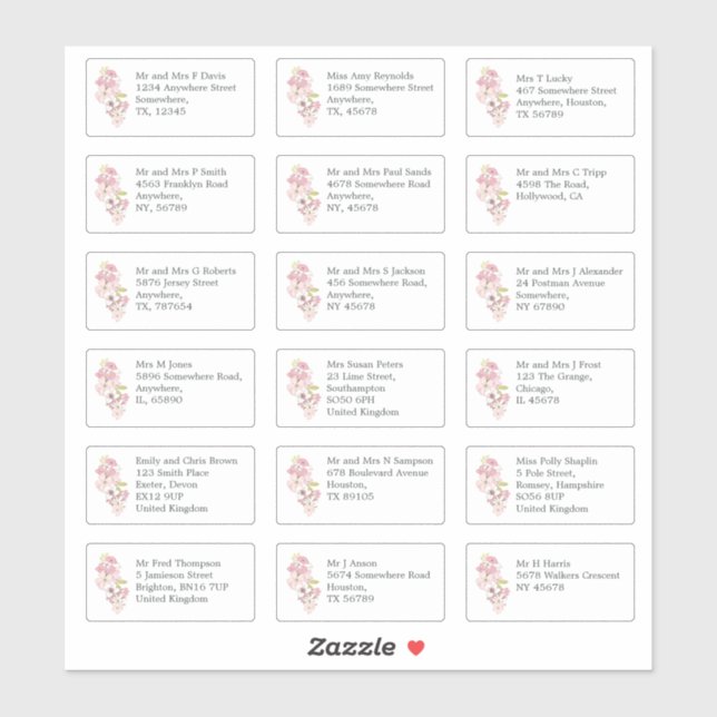 Individual Guest Name Address Spring Flowers (Sheet)