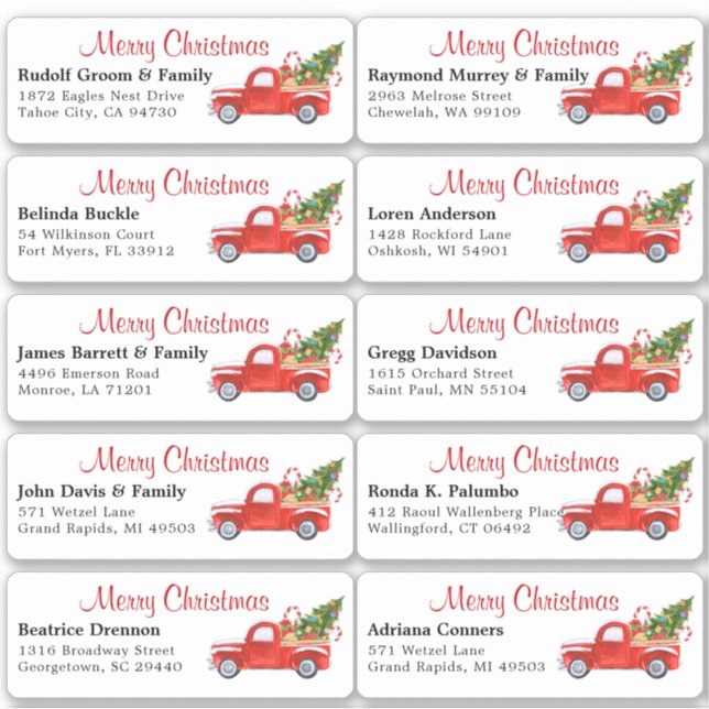 Individual holiday name address labels Sticker (Front)
