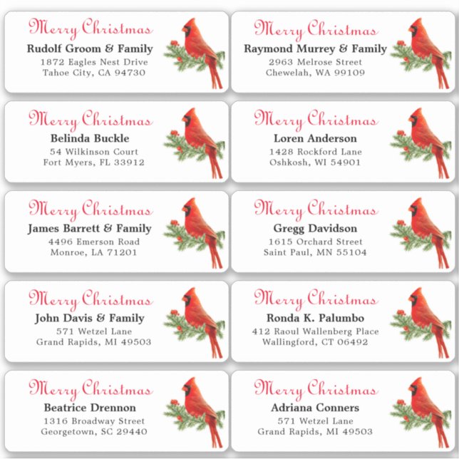 Individual holiday name address labels Sticker (Front)