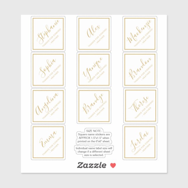 Individual Name Square Party Favour Box (Sheet)