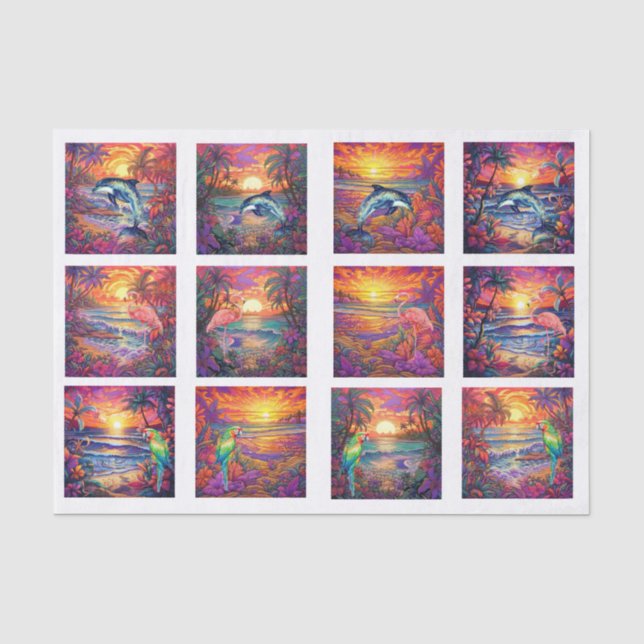 Individual Tropical Sunsets Decoupage Tissue Paper (Front)