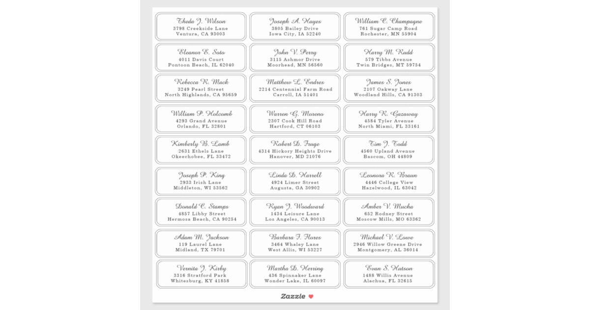 Individual Wedding Guest Address Labels | Zazzle