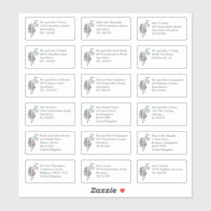 Individual Wedding Guest Name Address Blue Florals