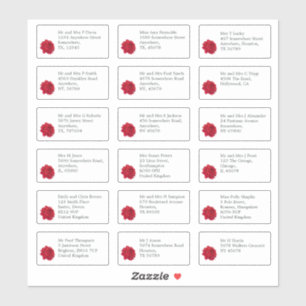 Individual Wedding Guest Name Address Red Rose