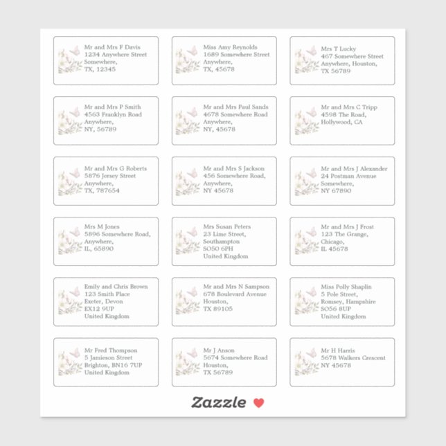 Individual Wedding Guest Name Addresses Magnolias (Sheet)