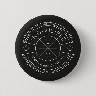 Indivisible, with liberty and justice for all. 6 cm round badge