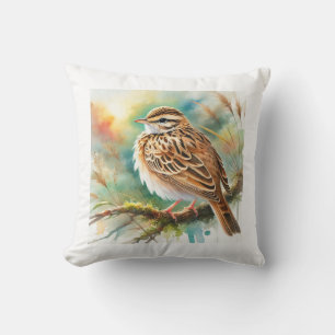 Indochinese Lark 241024AREF124 - Watercolor Cushion