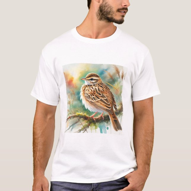 Indochinese Lark 241024AREF124 - Watercolor T-Shirt (Front)