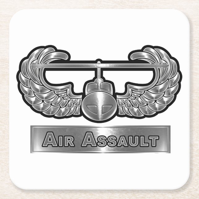 Indomitable Air Assault Warrior Square Paper Coaster (Front)