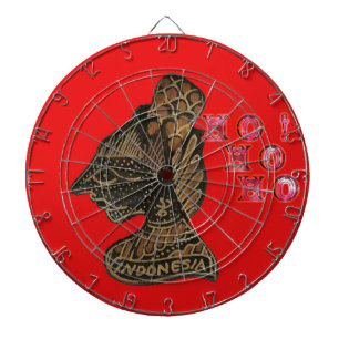Indonesi Shadow Puppet Hohoho Design on Red canvas Dartboard