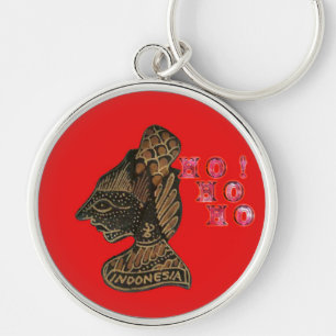 Indonesi Shadow Puppet Hohoho Design on Red canvas Key Ring