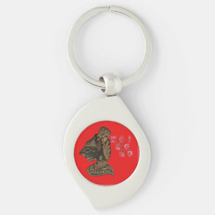 Indonesi Shadow Puppet Hohoho Design on Red canvas Key Ring