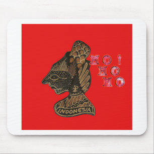 Indonesi Shadow Puppet Hohoho Design on Red canvas Mouse Mat