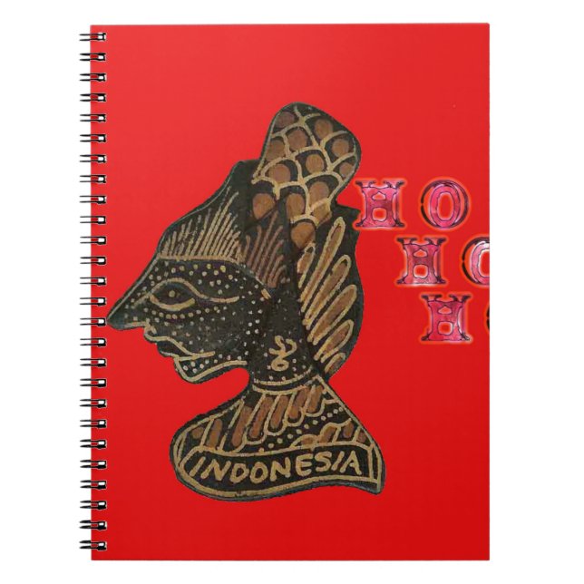 Indonesi Shadow Puppet Hohoho Design on Red canvas Notebook (Front)