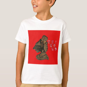 Indonesi Shadow Puppet Hohoho Design on Red canvas T-Shirt