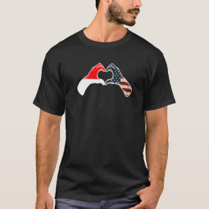 Indonesia American USA Flag - USA Indonesian Heart T-Shirt