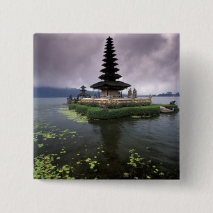 Indonesia, Bali, Ulun Danu Temple. 15 Cm Square Badge