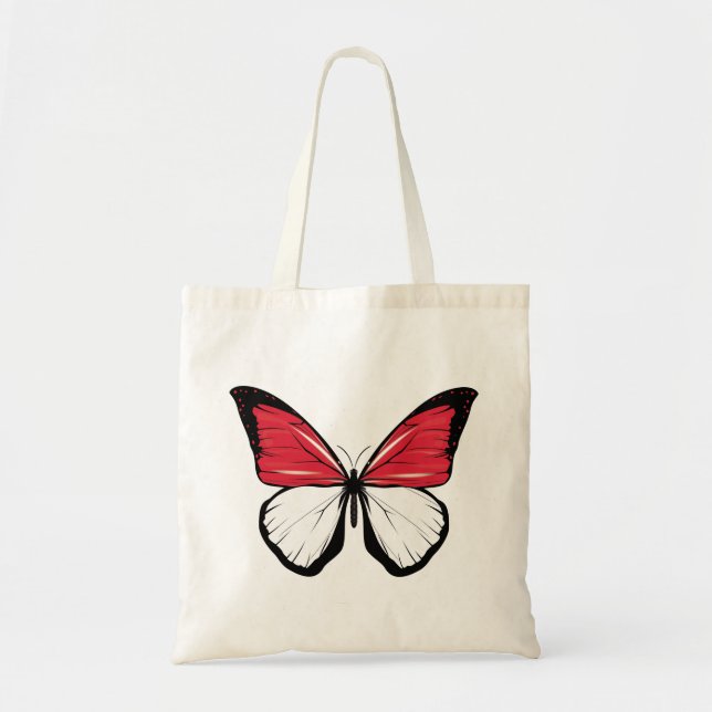 Indonesia Butterfly Flag Tote Bag (Front)