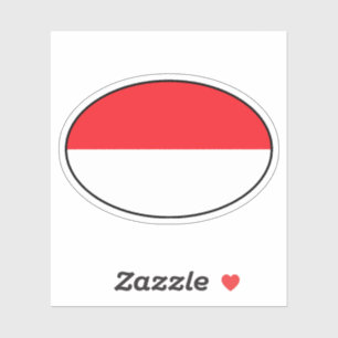 Indonesia Country Code Oval Sticker with Flag