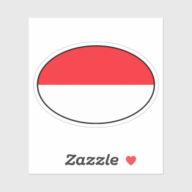 Indonesia Country Code Oval Sticker with Flag (Sheet)