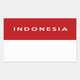indonesia country flag text name rectangular sticker