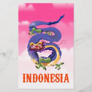 Indonesia Dragon retro travel poster Stationery