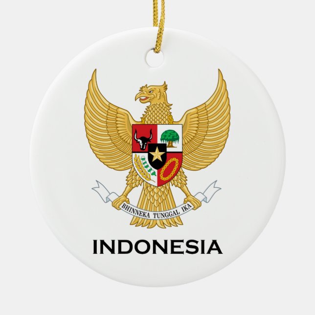 INDONESIA - emblem/flag/coat of arms/symbol Ceramic Tree Decoration (Front)