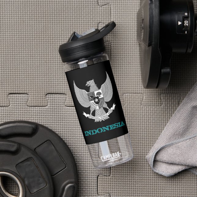 Indonesia Fitness & Indonesian coat of arms / flag Water Bottle (Gym)