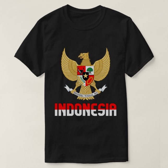 Indonesia Flag and Coat Of Arms Patriotic T-Shirt (Design Front)