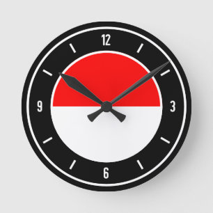 Indonesia Flag Elegant Round Clock