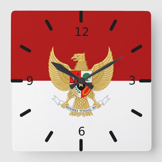 Indonesia flag-emblem   square wall clock (Front)
