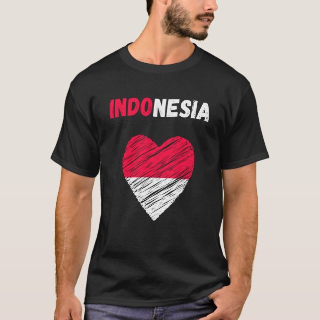 Indonesia Flag Holiday Indonesia Heart Indonesian  T-Shirt (Front)