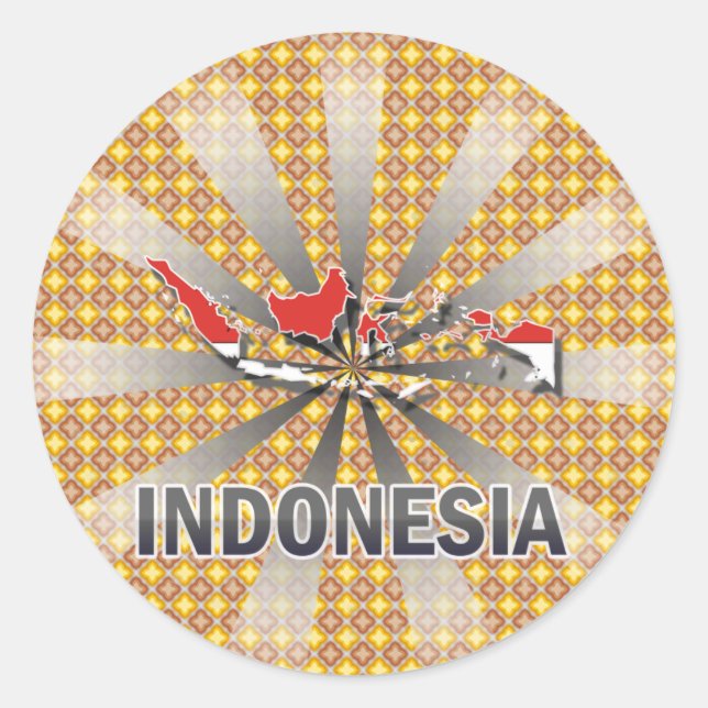 Indonesia Flag Map 2.0 Classic Round Sticker (Front)