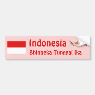 Indonesia Flag + Map Bumper Sticker