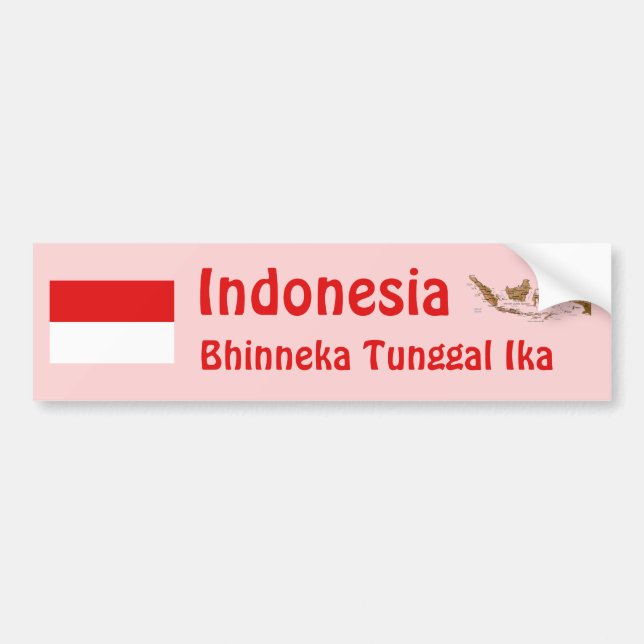 Indonesia Flag + Map Bumper Sticker (Front)