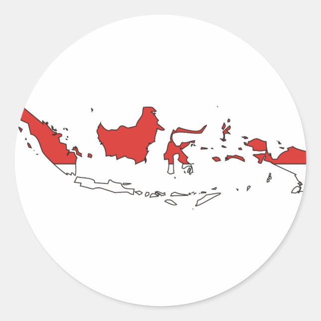 Indonesia flag map classic round sticker (Front)