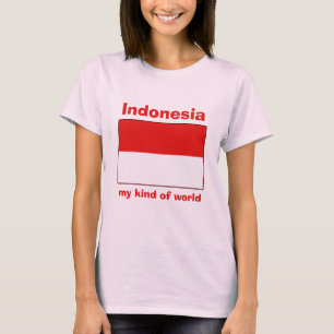Indonesia Flag + Map + Text T-Shirt