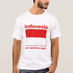 Indonesia Flag + Map + Text T-Shirt