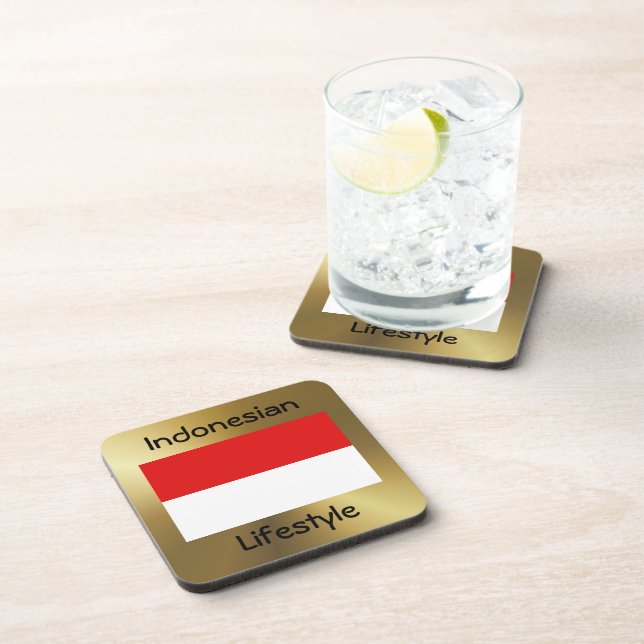 Indonesia Flag+Text Coaster (Right Side)