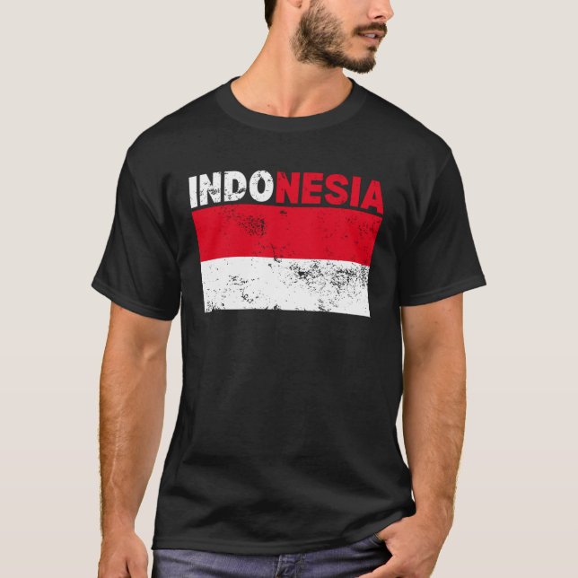 Indonesia Flag Vintage T-Shirt (Front)