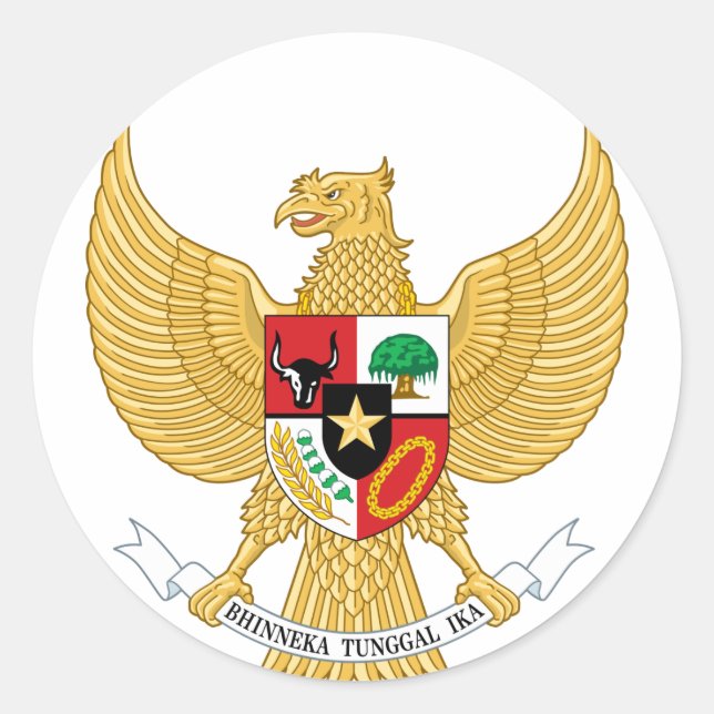 Indonesia, ID, Coat of arms Classic Round Sticker (Front)