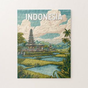 Indonesia Illustration Travel Art Vintage Jigsaw Puzzle